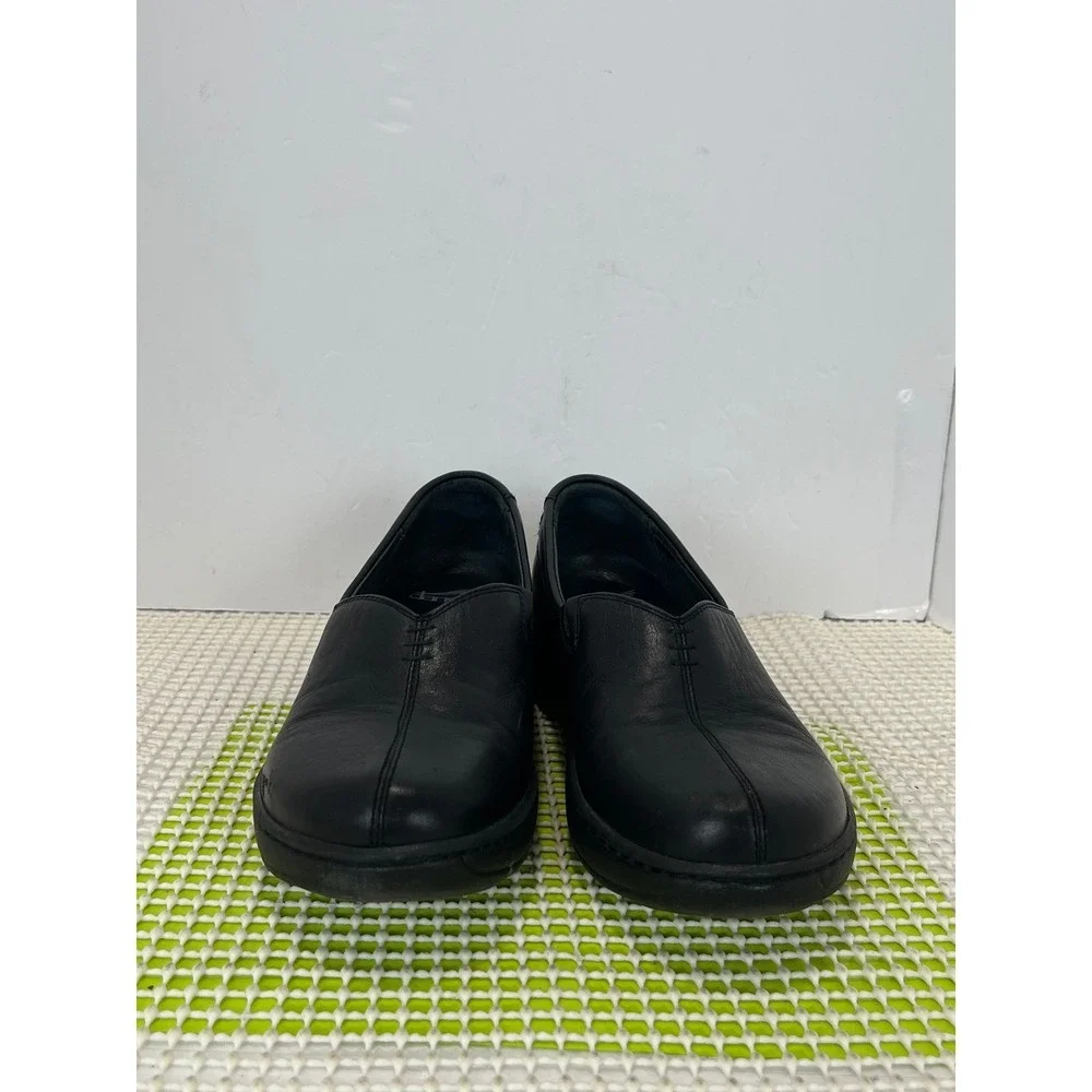 Dansko‎ Slip On Loafers Nurse Wedge Shoes Women's Size 38 7.5-8 Black Leather